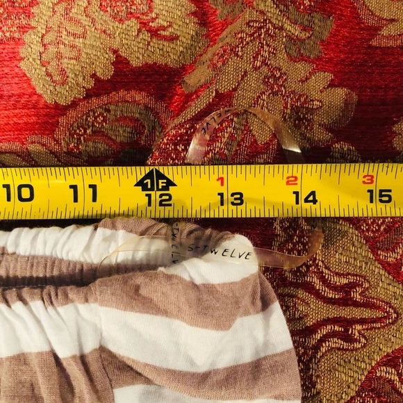 Twelve  size medium tan & white maxi dress strapless striped - Picture 7 of 10